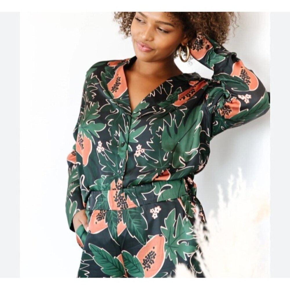Smash And Tess x The Birds Papaya Long Sleeve Pajama Set Sz Small